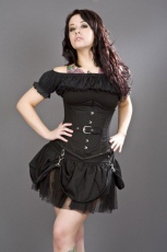  Candy waist training underbust corset in black twill with front buckle detail - 