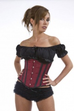  Candy underbust waist cincher corset in burgundy and black satin - 
