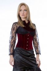  Candy underbust steel boned waist cincher in burgundy velvet - 