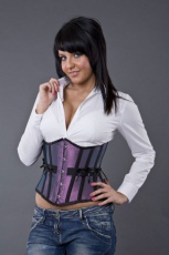  Candy underbust waist training corset in lilac taffeta and black bows - 