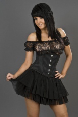  Candy underbust rockabilly waist training corset in pinstripe /  /   /  - 
