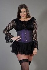  Candy underbust plus size waist training corset in purple brocade - 