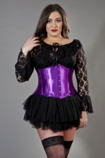  Candy underbust steel boned plus size corset in purple satin - 