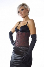  Candy underbust steel boned waist cincher in red brocade - 