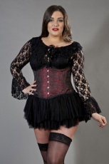  Candy underbust plus size steel boned corset in red brocade - 