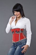  Candy underbust waist training corset in red and gingham butterfly design - 