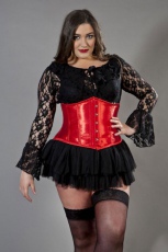  Candy underbust plus size waist training corset in red satin - 