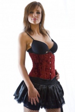  Candy underbust steel boned waist training corset in red velvet - 