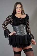  Candy underbust plus size waist training corset in silver brocade - 