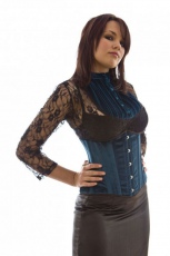  Candy underbust waist training corset in turquoise velvet - 