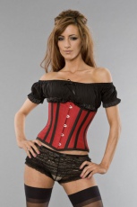  Candy underbust waist training corset in red taffeta with black piping - 
