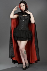  Halloween outfit black velvet cape with red satin lining - 