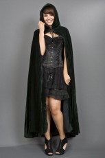  Hooded gothic cape in green velvet - 
