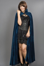  Gothic hooded cape in turquoise velvet - 