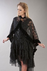  Catherine gothic cape in black lace & black flock - 