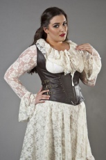 Cecillia plus size underbust corset with straps in brown matte vinyl - 