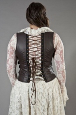 Корсет Cecillia plus size underbust corset with straps in brown matte vinyl Burleska cecillia-underbust-corset-brown-matte-plus - маленькая картинка