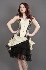  Chantelle overbust steel boned corset in cream taffeta - 