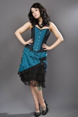  Chantelle overbust steel boned corset in tropical green taffeta - 