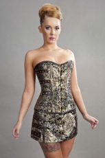  C-Lock steampunk overbust corset in gold king brocade - 