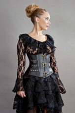  C-Lock underbust steampunk corset with studs in black & brown matte - 