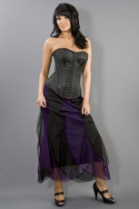  Clown long gothic skirt in black and purple mesh - 