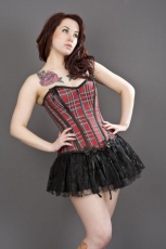  Daisy overbust burlesque corset in red tartan - 
