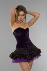  Devine overbust lace up corset in purple velvet - 