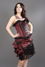  Diva burlesque midi skirt in burgundy taffeta - 