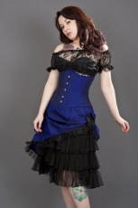  Diva knee length burlesque skirt in navy blue taffeta - 