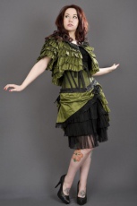  Diva knee length burlesque skirt in olive green taffeta - 