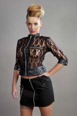  Electra punk rock jacket in black lace & black matte vinyl - 