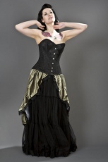  Elegant overbust steel boned corset in black satin & spider lace overlay Burleska elegant-overbust-corset-black-spider-overlay -  