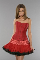  Elegant overbust waist training corset in red taffeta - 