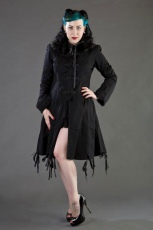  Elizabeth ladies gothic coat with hood in black twill - 