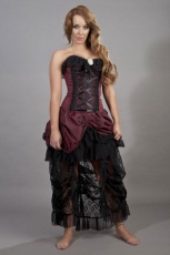  Elizabeth vintage corset dress in burgundy taffeta - 