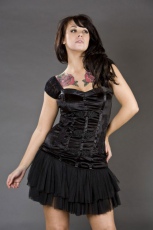  Elizabeth black gothic top in stretch velvet - 