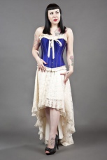  Elizium long burlesque skirt in cream satin & cream lace overlay - 