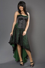  Elizium maxi skirt in green satin and black lace overlay - 