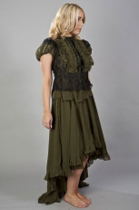  Elizium long victorian skirt in olive green chiffon - 
