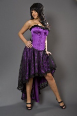  Elizium long burlesque skirt in purple satin and black lace overlay - 