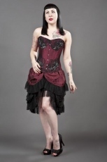  Elvira knee length burlesque skirt in burgundy taffeta - 