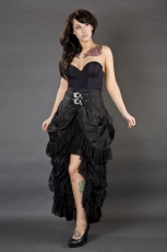  Elvira long victorian gothic skirt in black taffeta - 