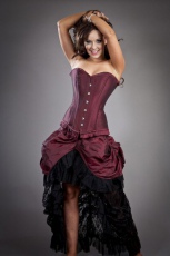  Elvira long gothic victorian skirt in burgundy taffeta - 