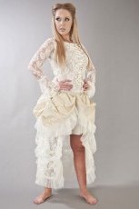  Elvira long burlesque skirt in cream taffeta - 