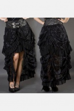  Elvira long victorian goth skirt in silver brocade - 