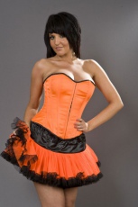  Flower clubwear mini skirt in neon orange and black mesh /   - 