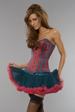 Flower burlesque mini skirt in turquoise and pink mesh - 