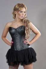  Glamour overbust fashion corset in black matte vinyl - 