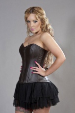  Glamour overbust fashion corset in brown matte vinyl - 